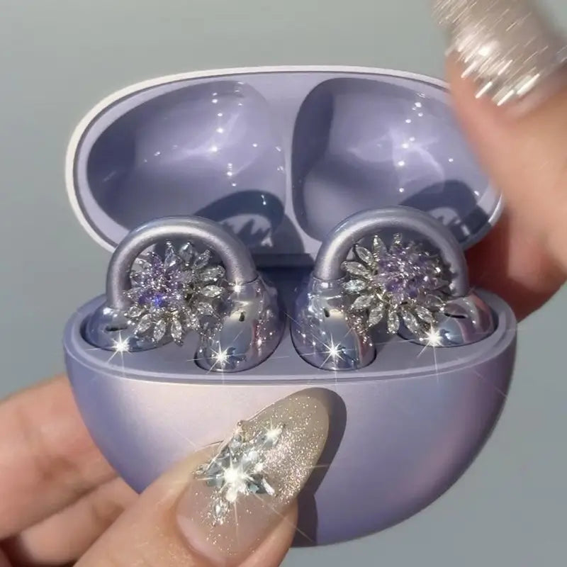 Amethyst Snowflake Rotating Jewelry for Ear Clip Earbuds
