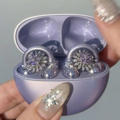 Amethyst Snowflake Rotating Jewelry for Ear Clip Earbuds