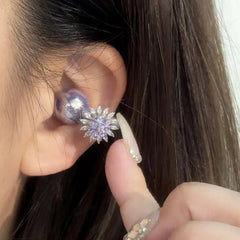 Amethyst Snowflake Rotating Jewelry for Ear Clip Earbuds
