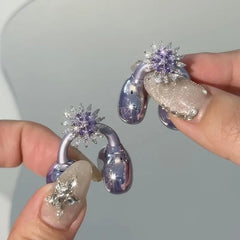 Amethyst Snowflake Rotating Jewelry for Ear Clip Earbuds