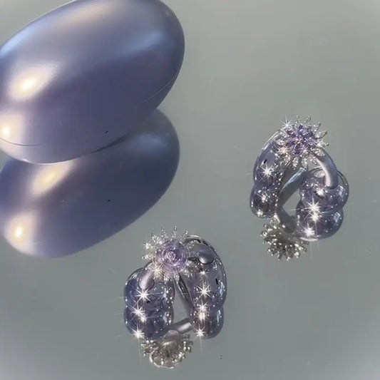 Amethyst Snowflake Rotating Jewelry for Ear Clip Earbuds