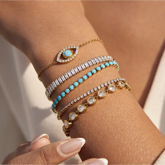 Aqua Glow Bracelet Stack