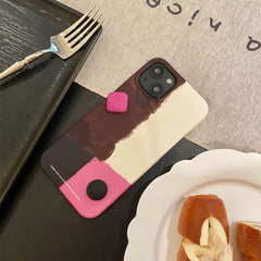 Artistic Design iPhone Case in Brown, Taupe, Pink, and Ivory Blocks