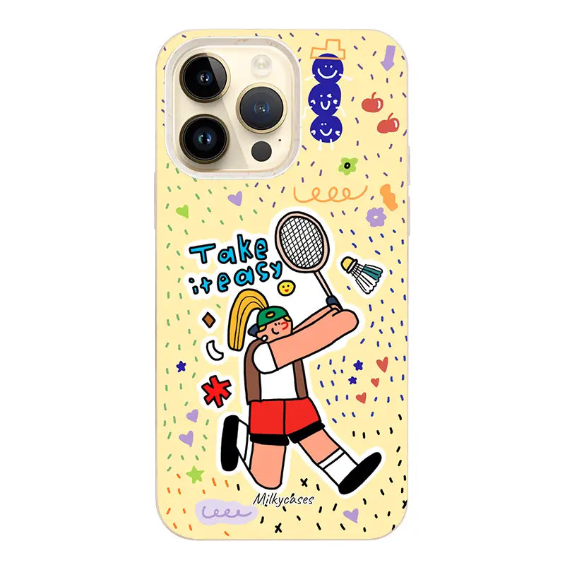 Badminton Play iPhone Case - hand-painted phone case - milkycases iphone case - compostable iphone case