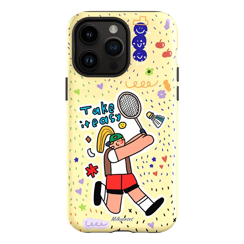 Badminton Play iPhone Case - hand-painted phone case - milkycases iphone case - tough iphone case