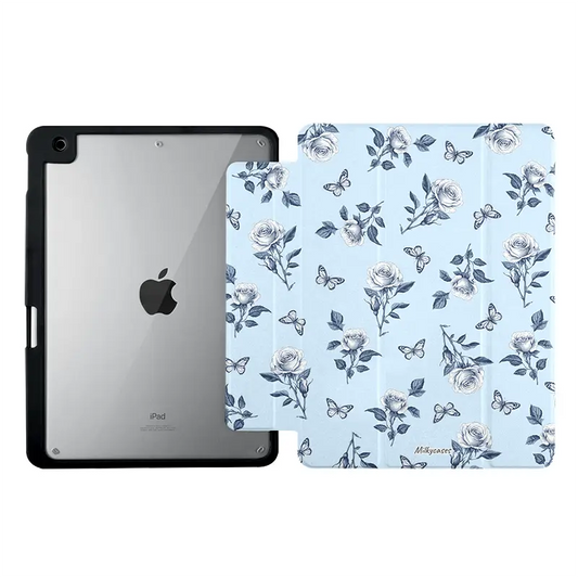 Blue Blossom iPad Case - blue rose ipad case - seamless floral - milkycases custom ipad case 