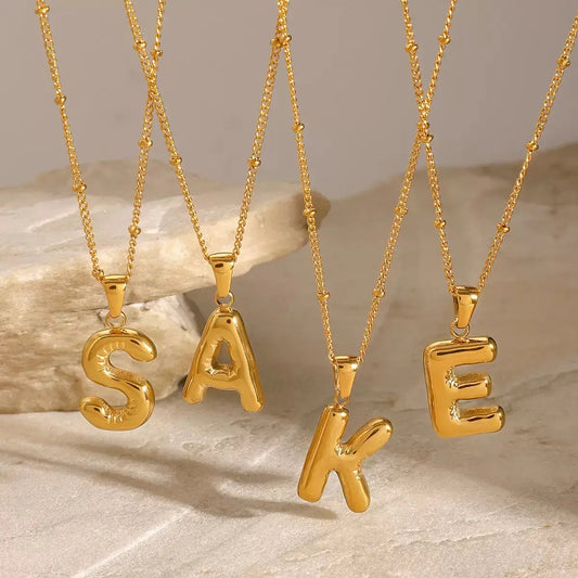 Bubble Letter Charm Necklace