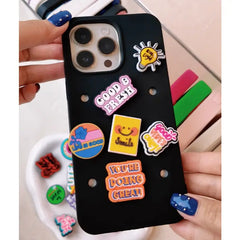 Bundle / Black Crocs iPhone Case & Power Sayings Hole Charms