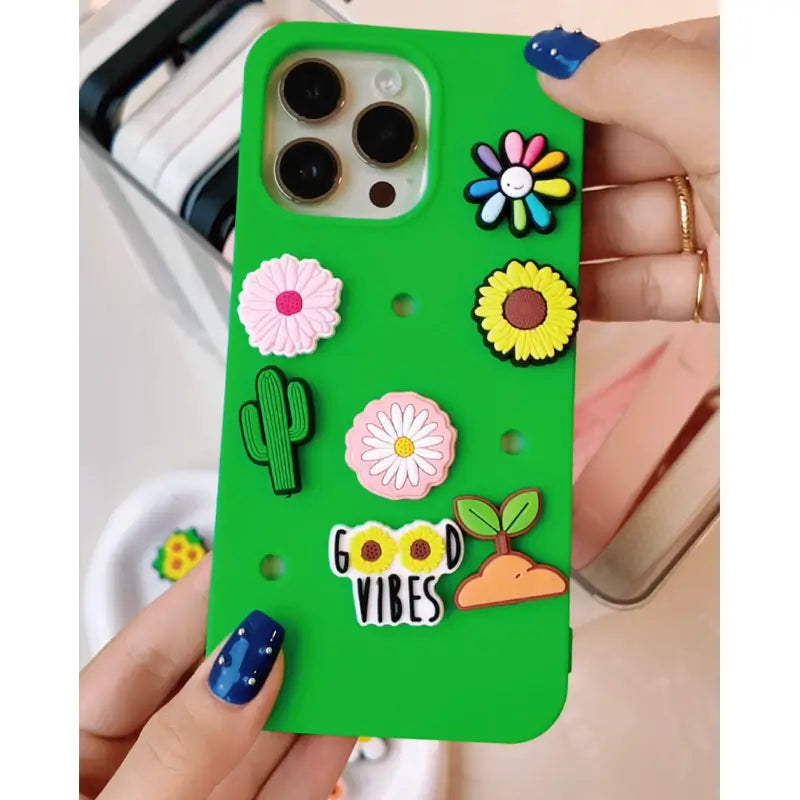 Bundle / Green Crocs iPhone Case & Sunny Bloom Hole Charms