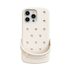 Bundle / White iPhone Crocs Case with Handle Loop & Sunny Bloom Hole Charms