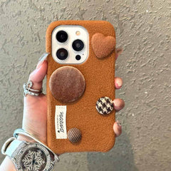 Button Plush Fabric iPhone Case