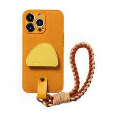 Canary Yellow Leather iPhone Case with Phone Grip & Wrist Strap