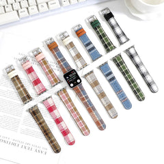 Checkered Pattern Fabric Apple Watch Bands