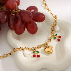 Cherry Heart Charm Necklace