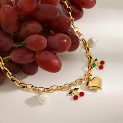 Cherry Heart Charm Necklace