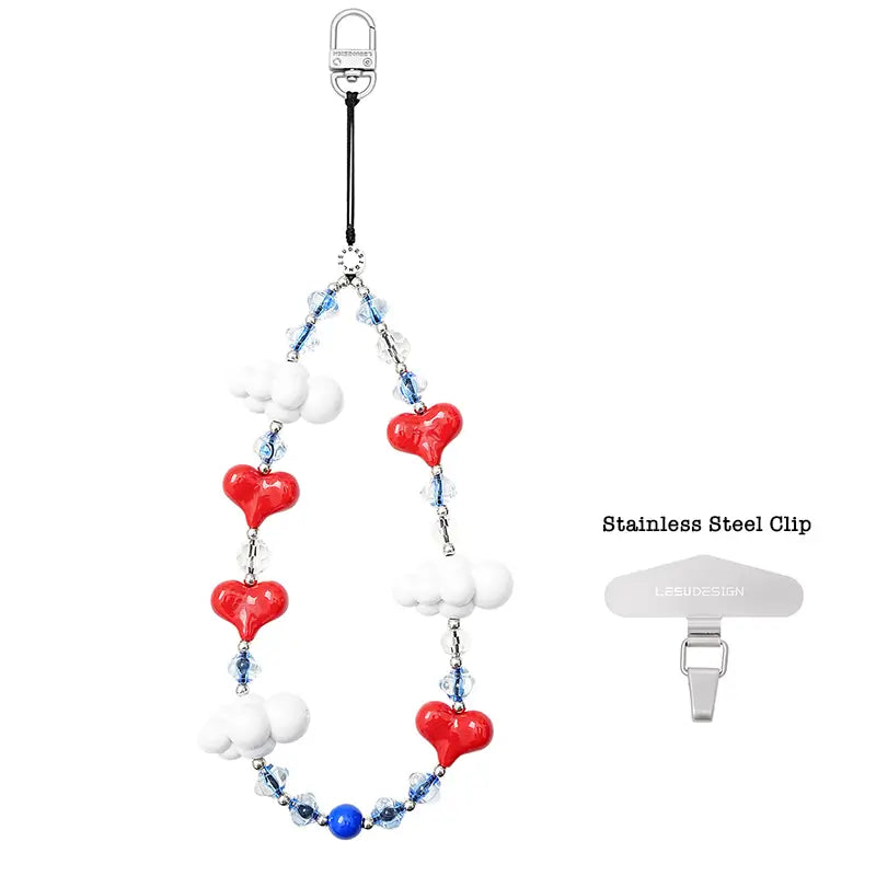 Cloud Pop Beaded Phone Charm | Beaded Phone Strap