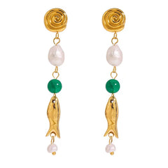 Coastal Spiral Fish Drop Earrings
