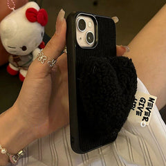 Corduroy Fabric Heart Stand iPhone Case