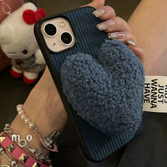 Corduroy Fabric Heart Stand iPhone Case