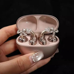 Crystal Bow Heart Jewelry for Ear Clip Earbuds