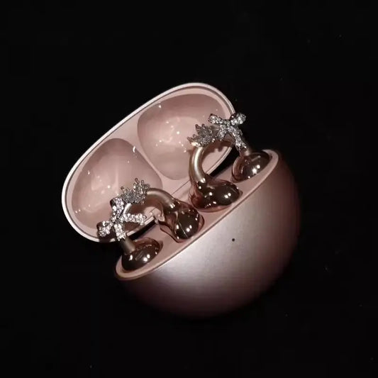 Crystal Bow Heart Jewelry for Ear Clip Earbuds