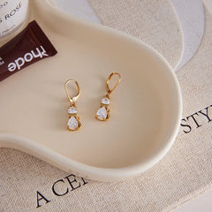 Crystal Kitty Drop Earrings