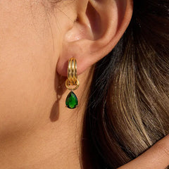 Cypress Drop Huggie Earrings