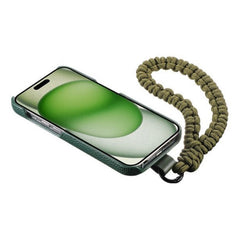 Dark Green Leather iPhone Case with Phone Grip & Wrist Strap
