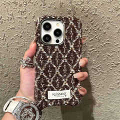 Diamond Pattern Plush Fabric iPhone Case