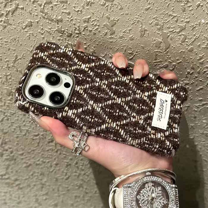 Diamond Pattern Plush Fabric iPhone Case