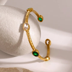 Emerald Glow Open Bangle