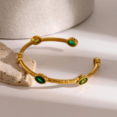 Emerald Glow Open Bangle