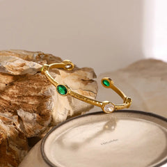 Emerald Glow Open Bangle