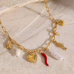 Golden Coastal Charm Necklace
