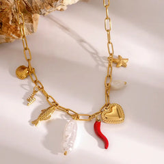 Golden Coastal Charm Necklace