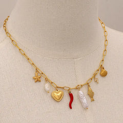 Golden Coastal Charm Necklace