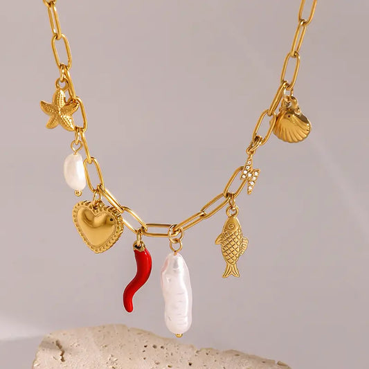 Golden Coastal Charm Necklace
