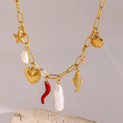 Golden Coastal Charm Necklace