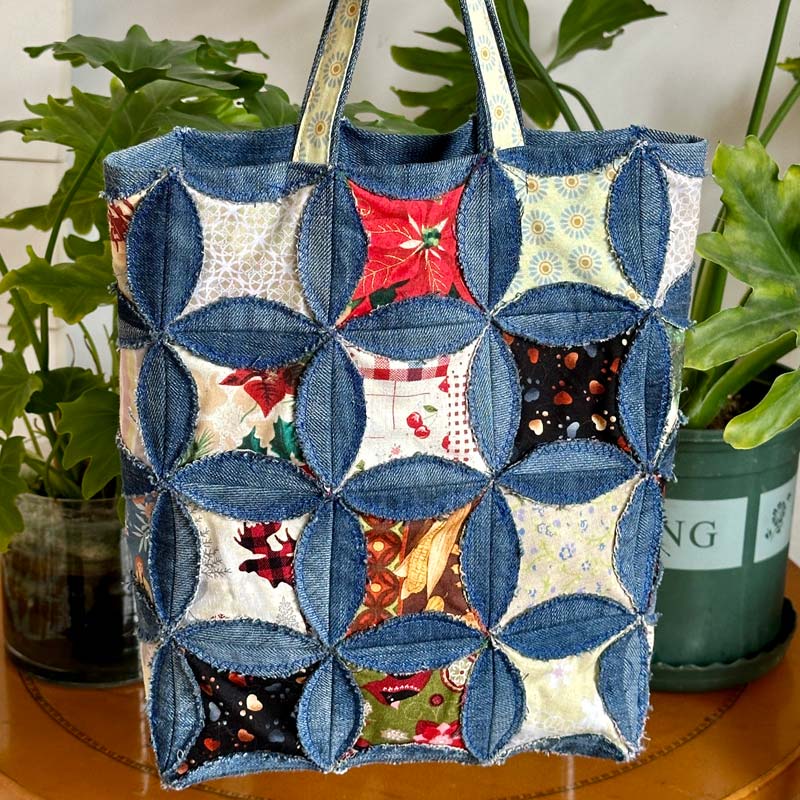 Handmade Denim Canvas Patchwork Tote