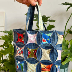 Handmade Denim Canvas Patchwork Tote