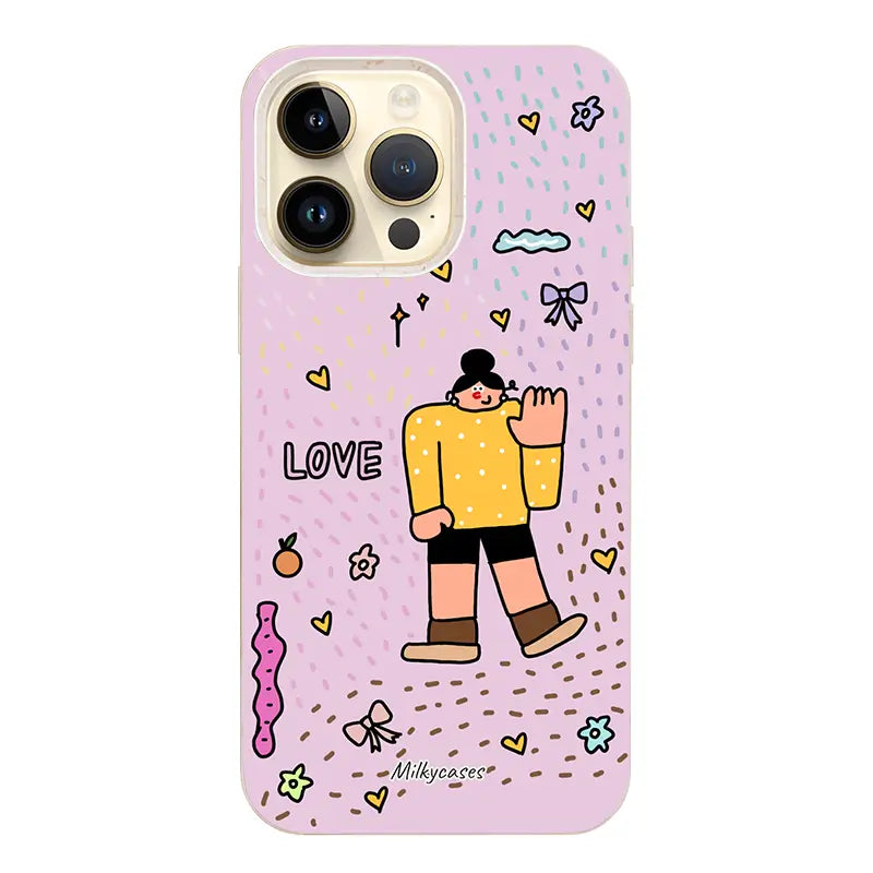 Hello Love iPhone Case - Hand-Painted Phone Case - milkycases iphone case - compostable iphone case