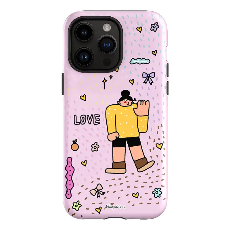 Hello Love iPhone Case - Hand-Painted Phone Case - milkycases iphone case - tough iphone case