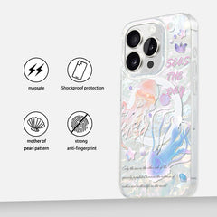 Jellyfish Mother of Pearl iPhone Case-MagSafe-shell pattern iphone case-milkycases-iphone case store