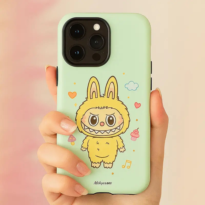 Labubu Inspired Yellow Mood iPhone Case - labubu phone case - milkycases