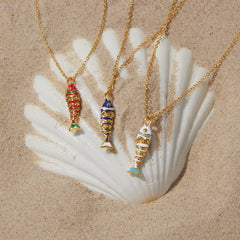 Lucky Catch Enamel Fish Necklace
