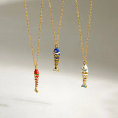 Lucky Catch Enamel Fish Necklace