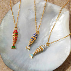 Lucky Catch Enamel Fish Necklace