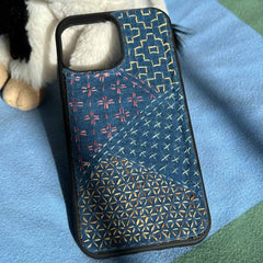 Mama Handmade iPhone Case - Colorful Sashiko Denim Stitch 002