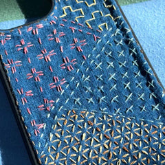 Mama Handmade iPhone Case - Colorful Sashiko Denim Stitch 002