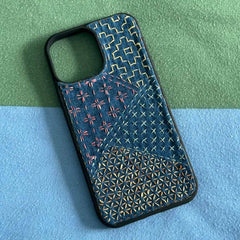 Mama Handmade iPhone Case - Colorful Sashiko Denim Stitch 002